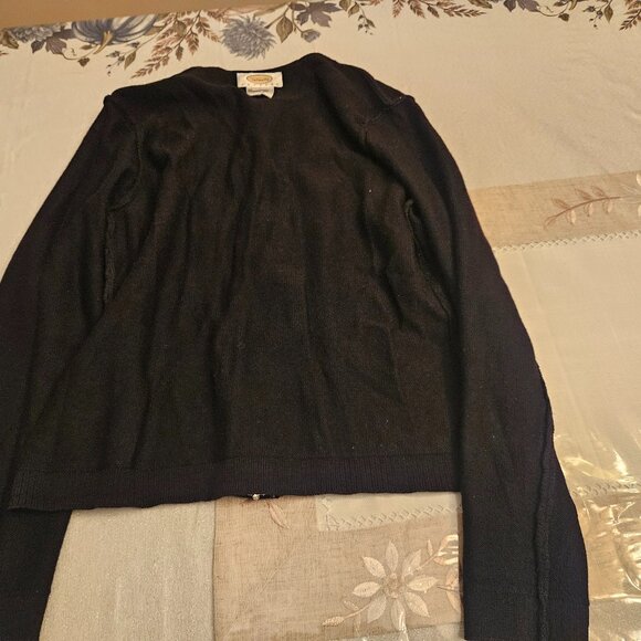 Talbots Petite Black Merino Wool Cardigan - Picture 7 of 12